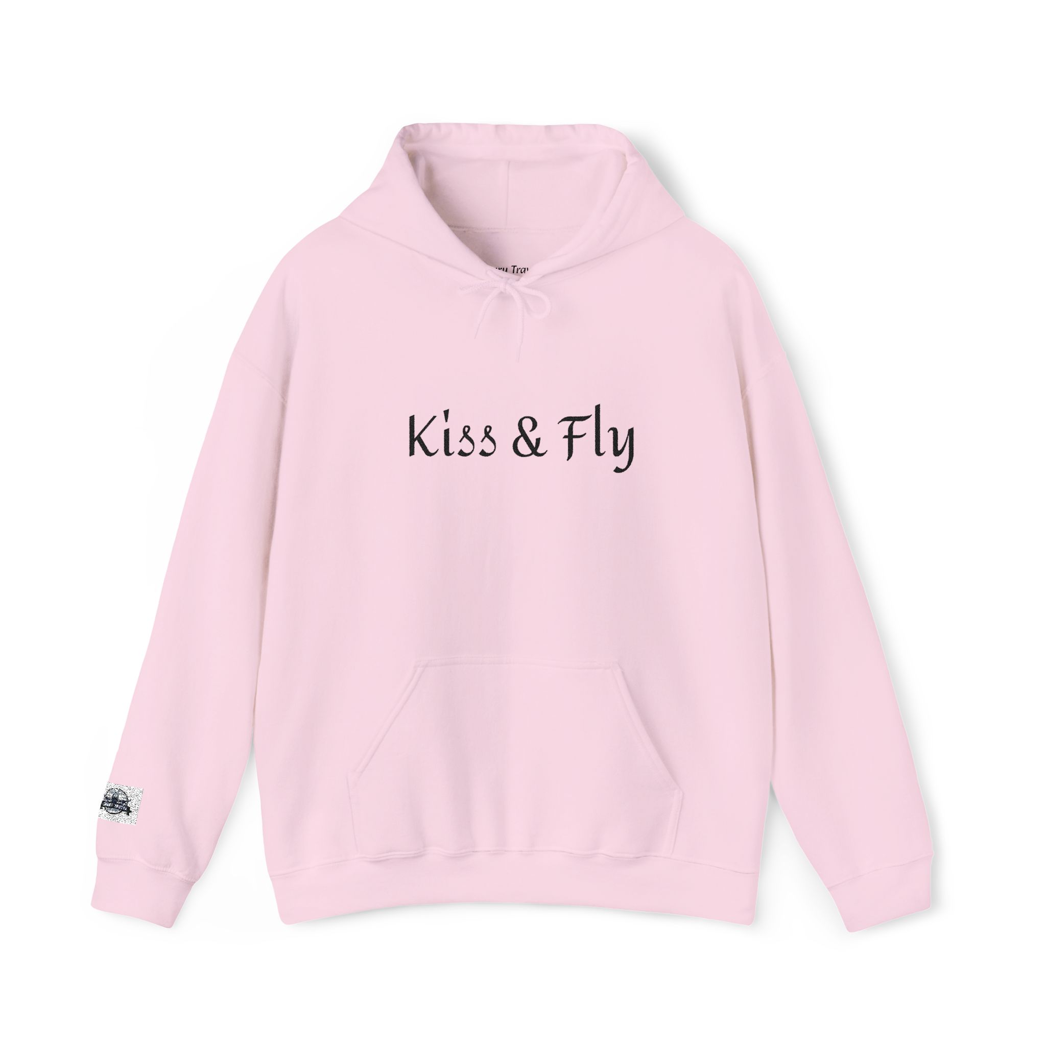 Kiss & Fly Hoodie — Minimal Script Pullover for Travel & Everyday Wear - Image 25
