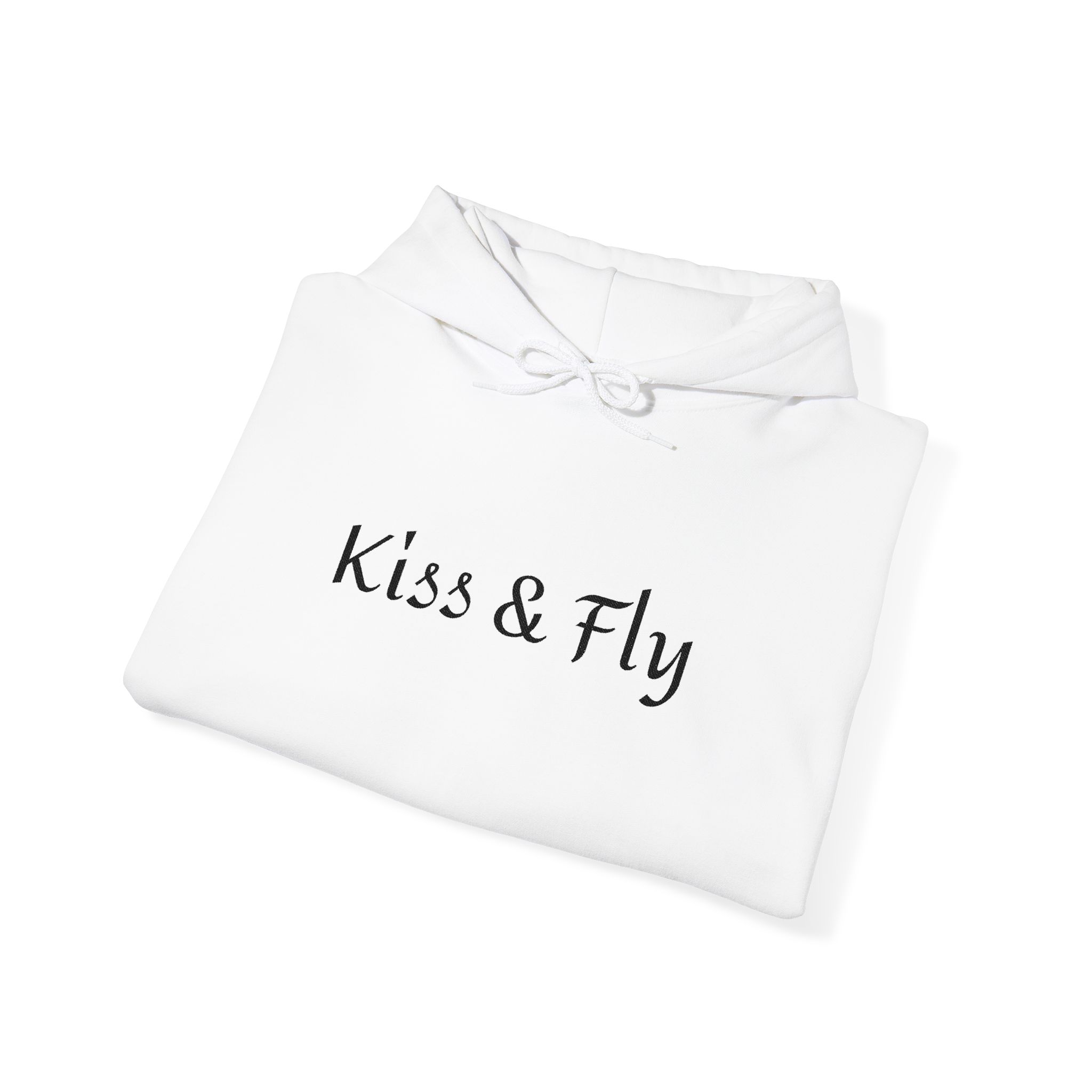 Kiss & Fly Hoodie — Minimal Script Pullover for Travel & Everyday Wear - Image 4