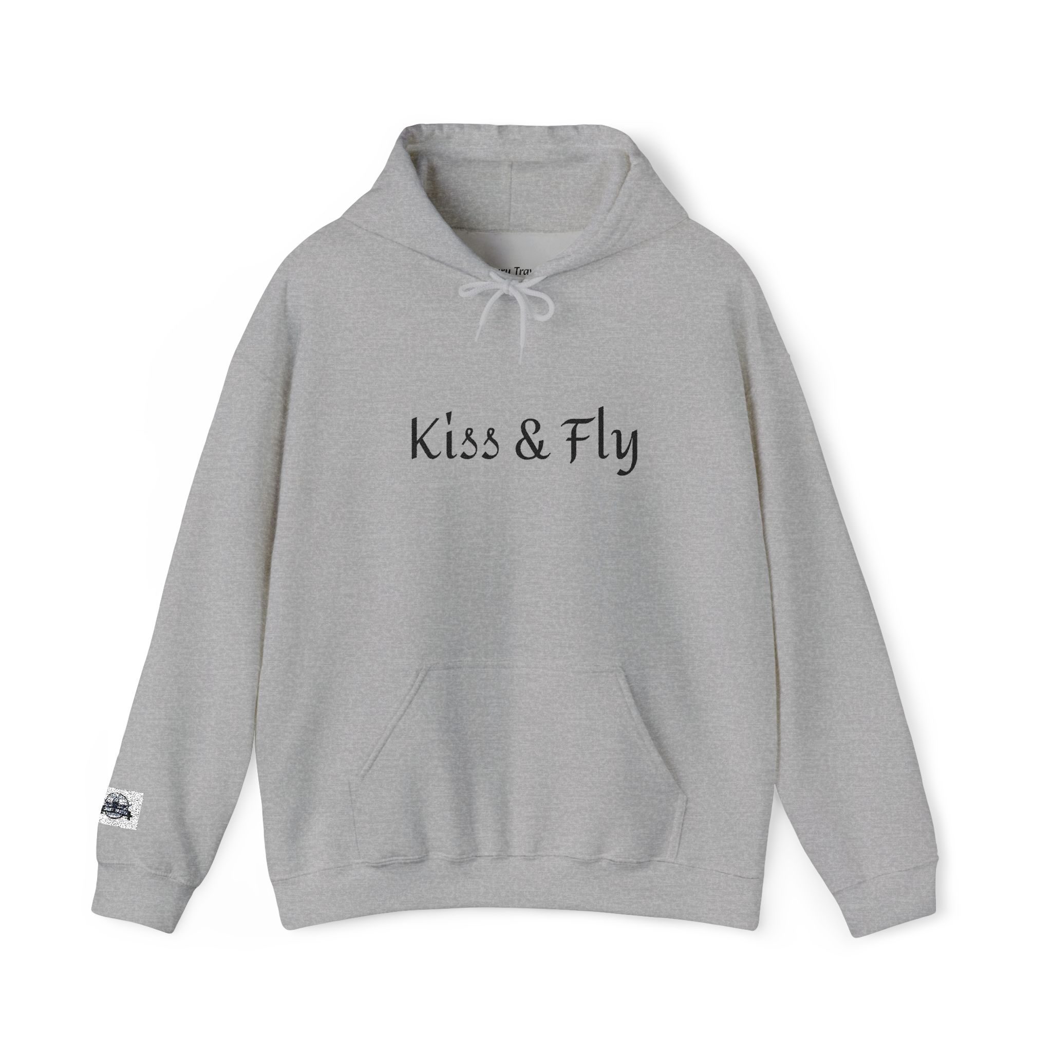 Kiss & Fly Hoodie — Minimal Script Pullover for Travel & Everyday Wear - Image 9