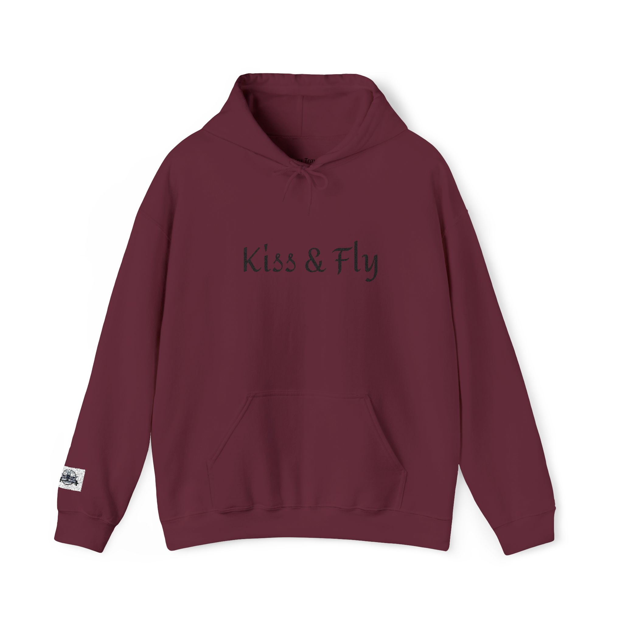 Kiss & Fly Hoodie — Minimal Script Pullover for Travel & Everyday Wear - Image 13