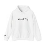 Kiss & Fly Hoodie — Minimal Script Pullover for Travel & Everyday Wear