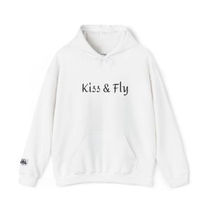 Kiss & Fly Hoodie — Minimal Script Pullover for Travel & Everyday Wear